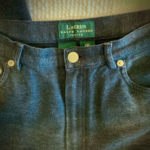 NWOT Lauren Ralph Lauren Charcoal Grey 5 Pocket Pants, 6P. Flannel feel heritage - Picture 6 of 10